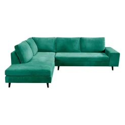 Canapé d'angle droit 5 places André - effet velours - Seven emerald