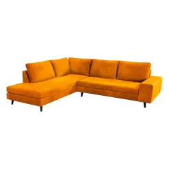 Canapé d'angle droit 5 places André - effet velours - Seven emerald