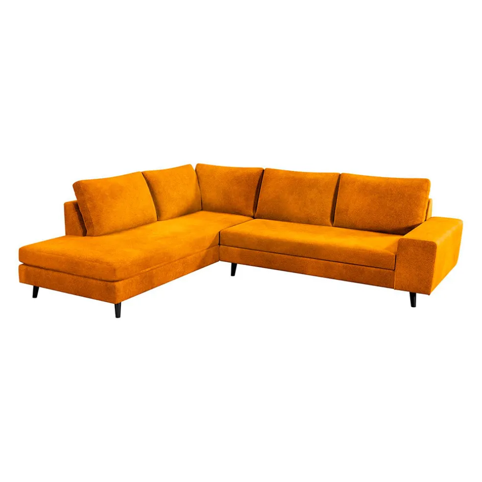 Canapé d'angle droit 5 places André - effet velours - Seven emerald