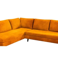 Canapé d'angle droit 5 places André - effet velours - Seven emerald