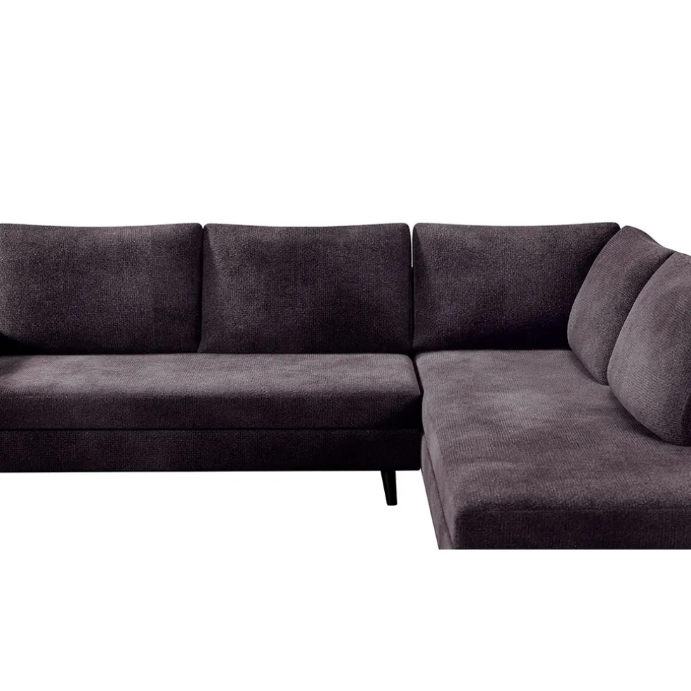 Canapé d'angle droit 5 places André - effet velours - Seven emerald