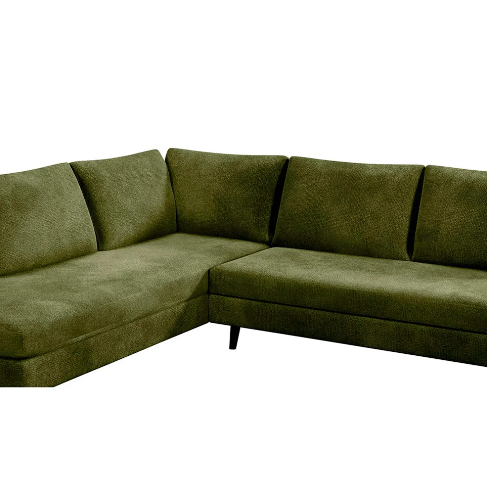 Canapé d'angle droit 5 places André - effet velours - Seven emerald