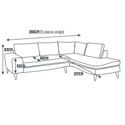 Canapé d'angle droit 5 places ANDRE - Dany ecru 2