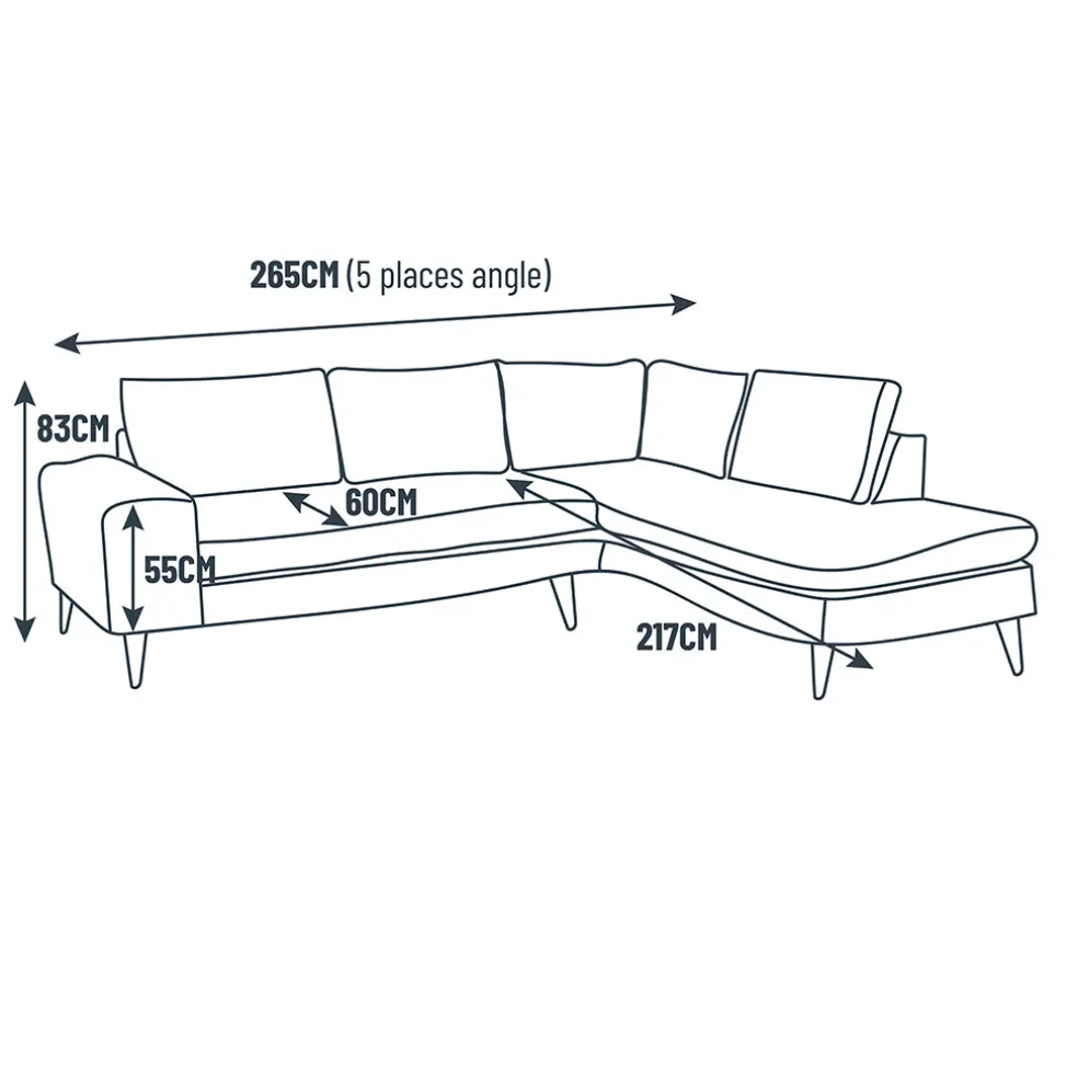 Canapé d'angle droit 5 places ANDRE - Dany ecru 2