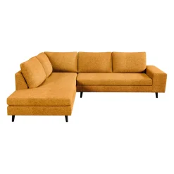 Canapé d'angle gauche 5 places André - tissu texturé - Crown moutarde