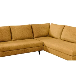 Canapé d'angle gauche 5 places André - tissu texturé - Crown moutarde