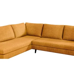 Canapé d'angle gauche 5 places André - tissu texturé - Crown moutarde