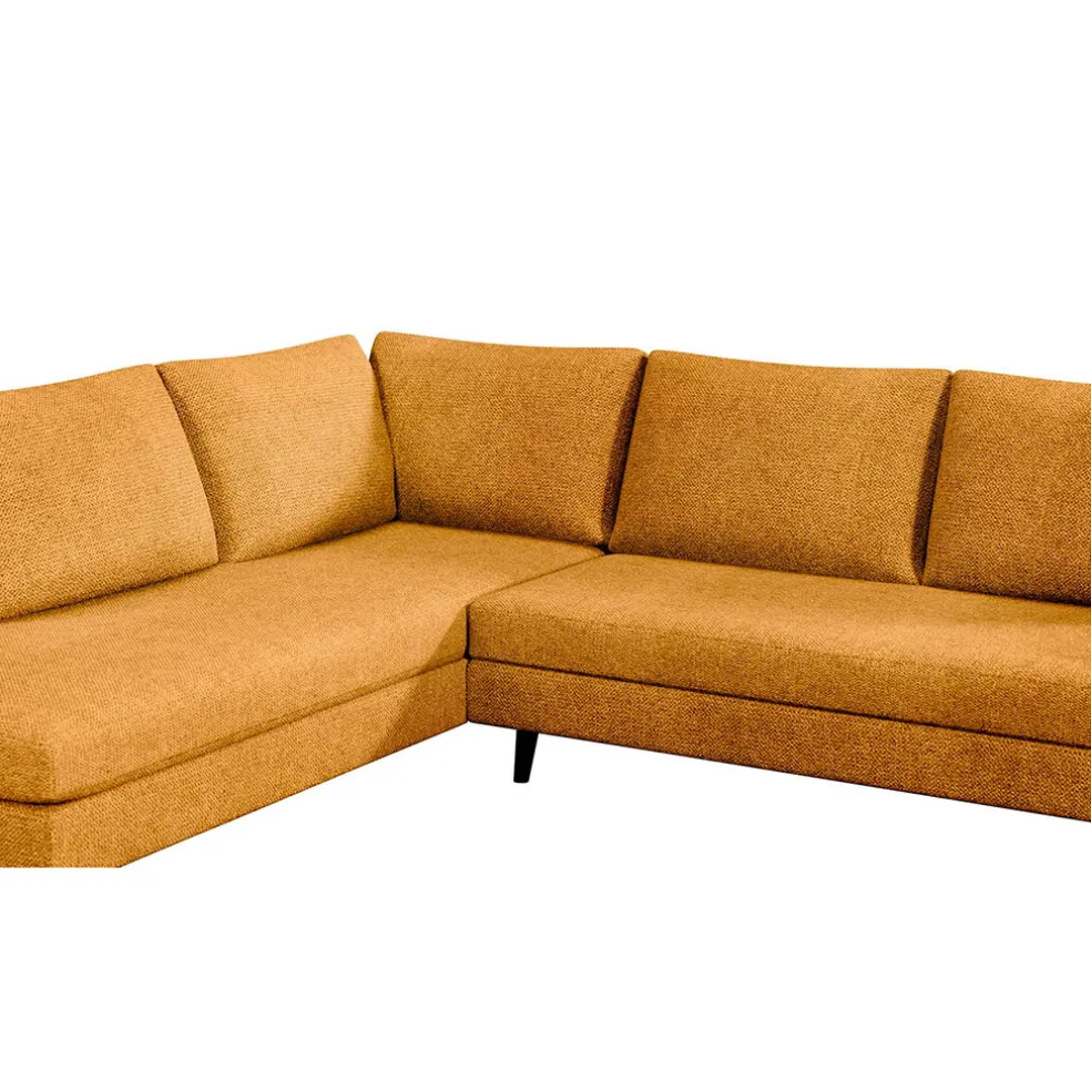 Canapé d'angle gauche 5 places André - tissu texturé - Crown moutarde