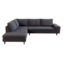 Canapé d'angle gauche 5 places André - tissu texturé - Crown moutarde