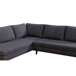 Canapé d'angle gauche 5 places André - tissu texturé - Crown moutarde