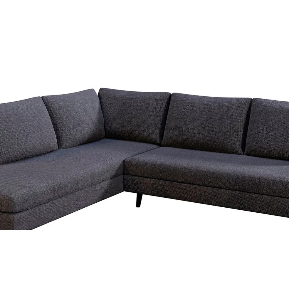 Canapé d'angle gauche 5 places André - tissu texturé - Crown moutarde