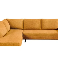 Canapé d'angle gauche 5 places André - tissu texturé - Crown moutarde
