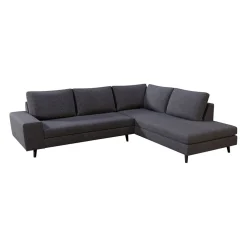 Canapé d'angle gauche 5 places André - tissu texturé - Crown moutarde