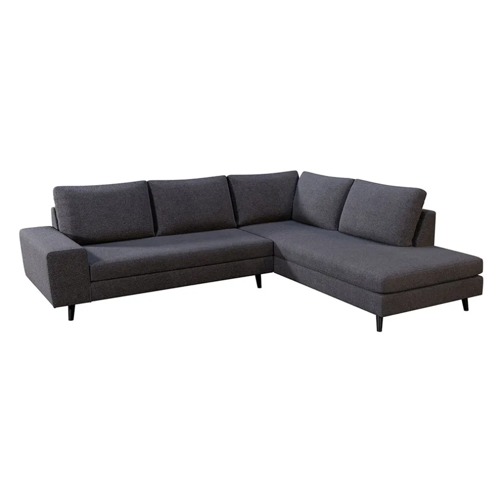 Canapé d'angle gauche 5 places André - tissu texturé - Crown moutarde