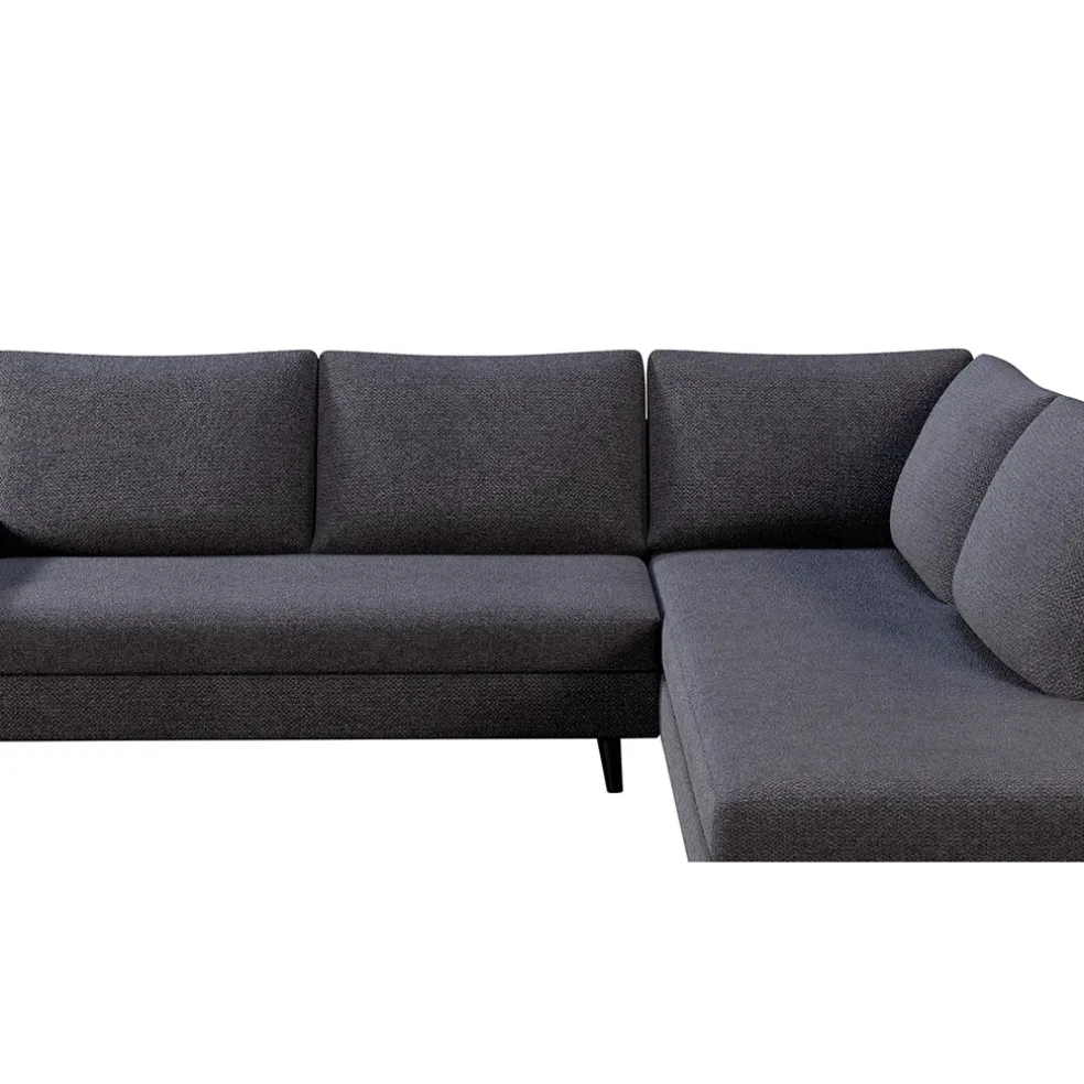 Canapé d'angle gauche 5 places André - tissu texturé - Crown moutarde