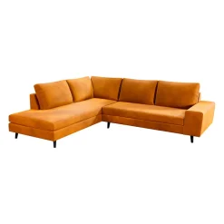 Canapé d'angle gauche 5 places André - velours vintage - Adore kaki hunter