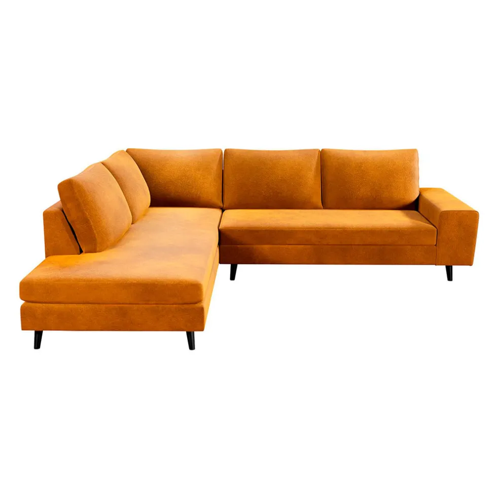 Canapé d'angle gauche 5 places André - velours vintage - Adore kaki hunter