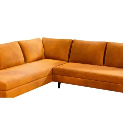 Canapé d'angle gauche 5 places André - velours vintage - Adore kaki hunter