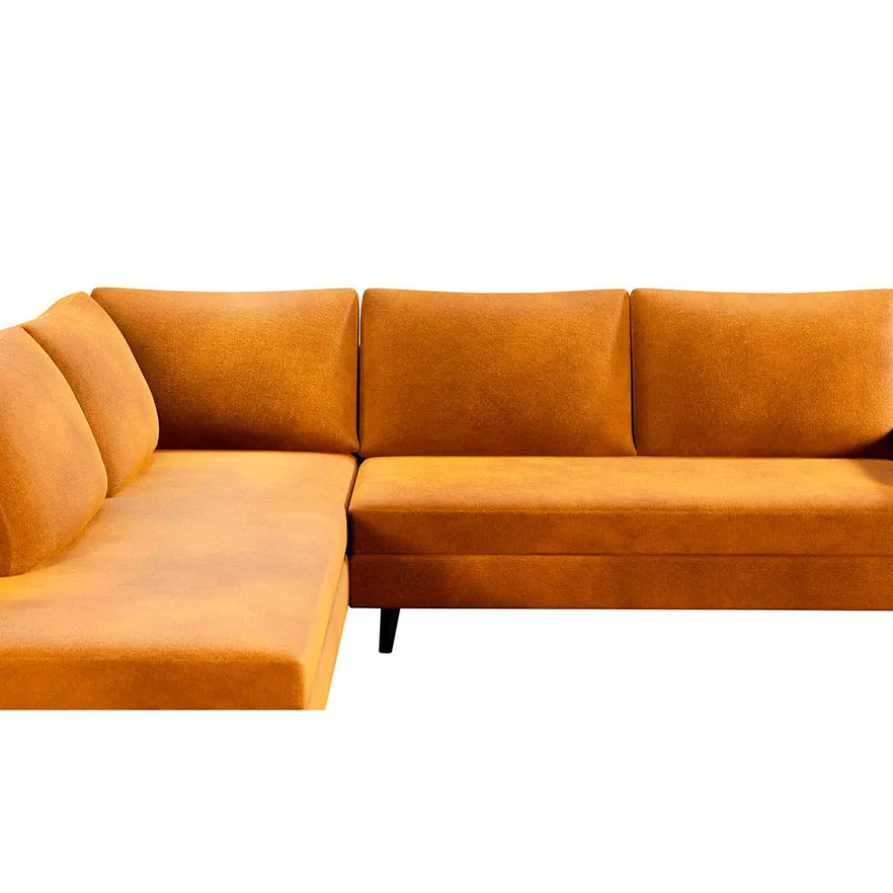 Canapé d'angle gauche 5 places André - velours vintage - Adore gold