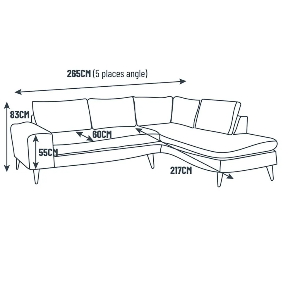 Canapé d'angle gauche 5 places André - velours vintage - Adore gold