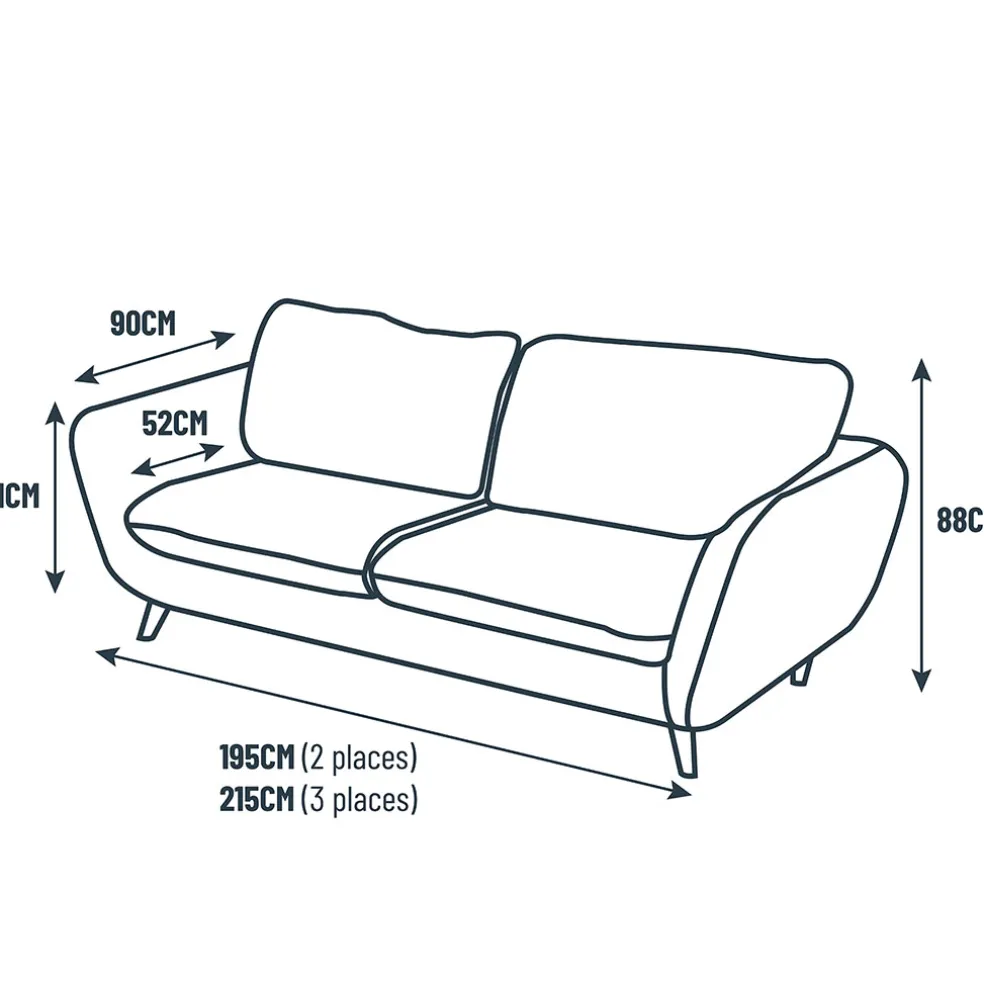 Canapé fixe 2 places AXEL - Tissu Texturé - Crown Black