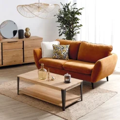 Canapé fixe 2 places AXEL - Tissu Texturé - Crown Black