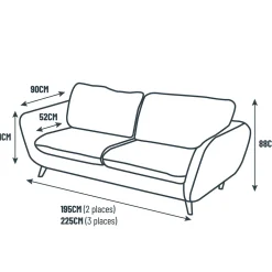 Canapé fixe 3 places Axel - Tissu - Enjoy Vert D'Eau