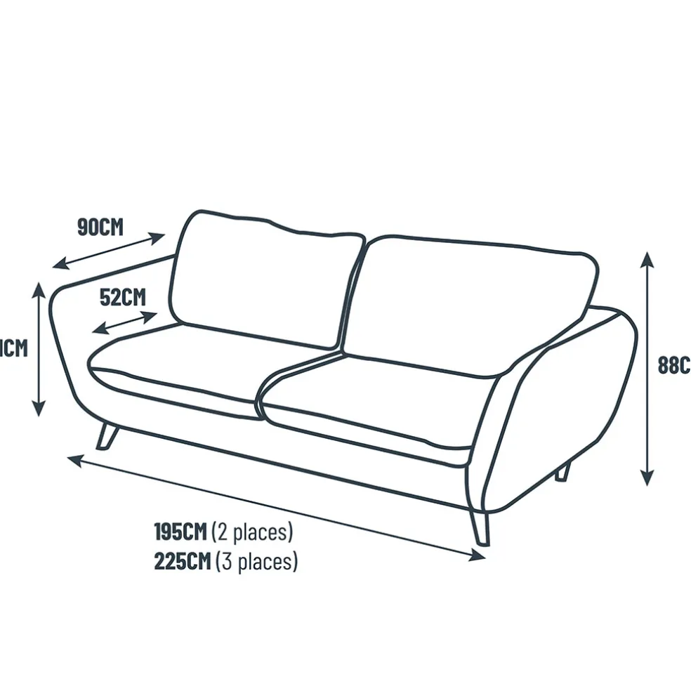 Canapé fixe 3 places Axel - Tissu - Enjoy Vert D'Eau