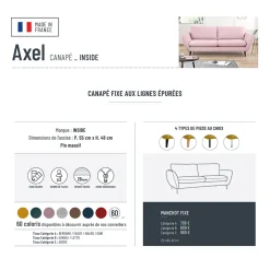 Canapé fixe 3 places Axel - Tissu - Enjoy Vert D'Eau