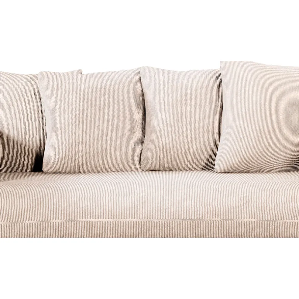 Canapé fixe 3 places Basile - Effet Velours Côtelé - Fjord Écru