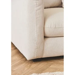 Canapé fixe 3 places Basile - Effet Velours Côtelé - Fjord Écru