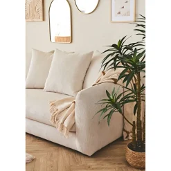 Canapé fixe 3 places Basile - Effet Velours Côtelé - Fjord Écru