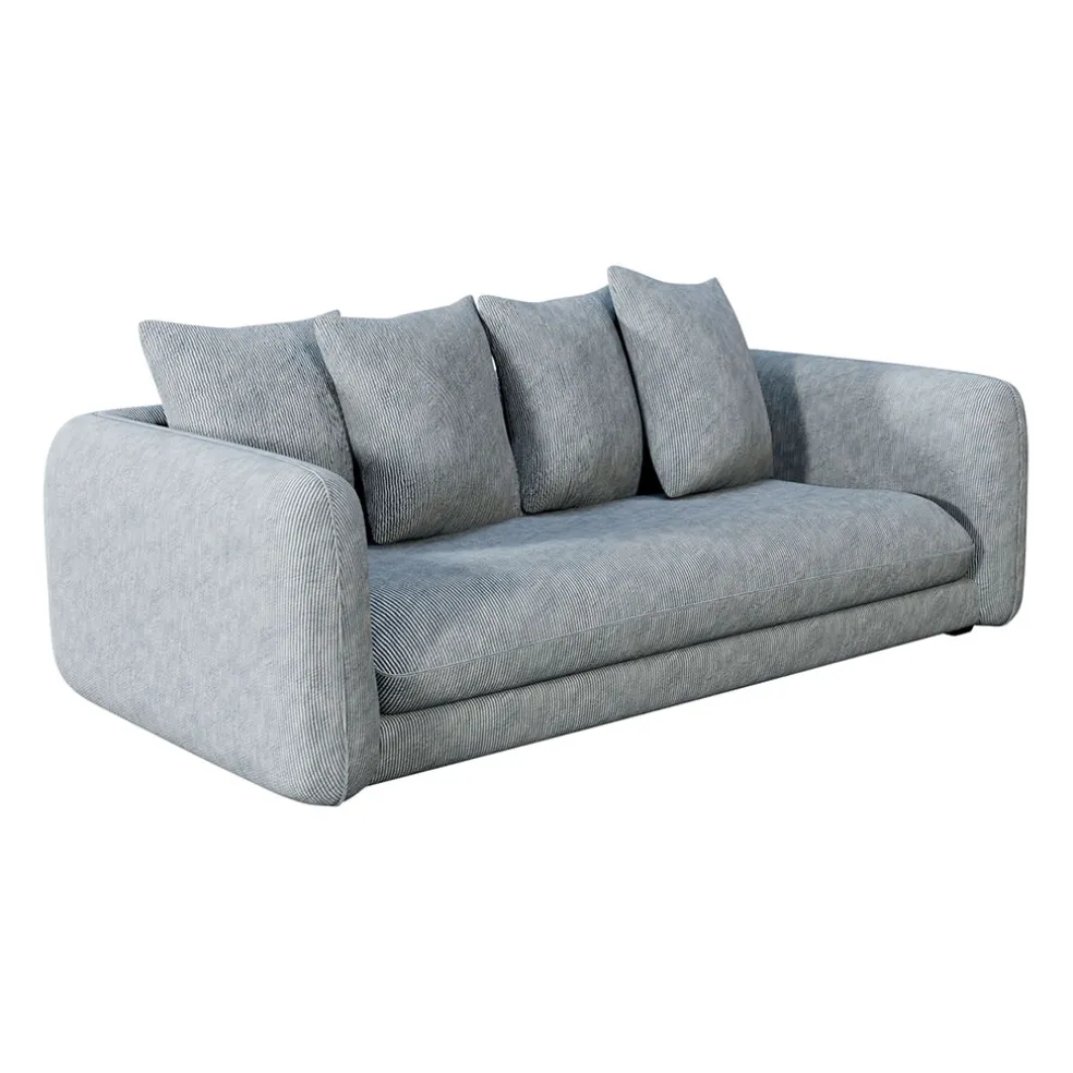 Canapé fixe 3 places Basile - Effet Velours Côtelé - Fjord Écru