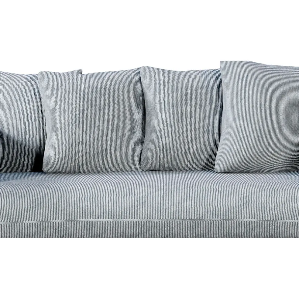 Canapé fixe 3 places Basile - Effet Velours Côtelé - Fjord Écru