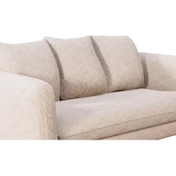 Canapé fixe 3 places Basile - Effet Velours Côtelé - Fjord Écru