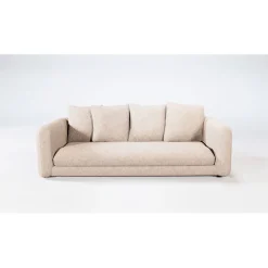 Canapé fixe 3 places Basile - Effet Velours Côtelé - Fjord Écru