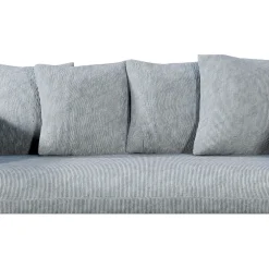 Canapé fixe 3 places Basile - Effet Velours Côtelé - Fjord Écru