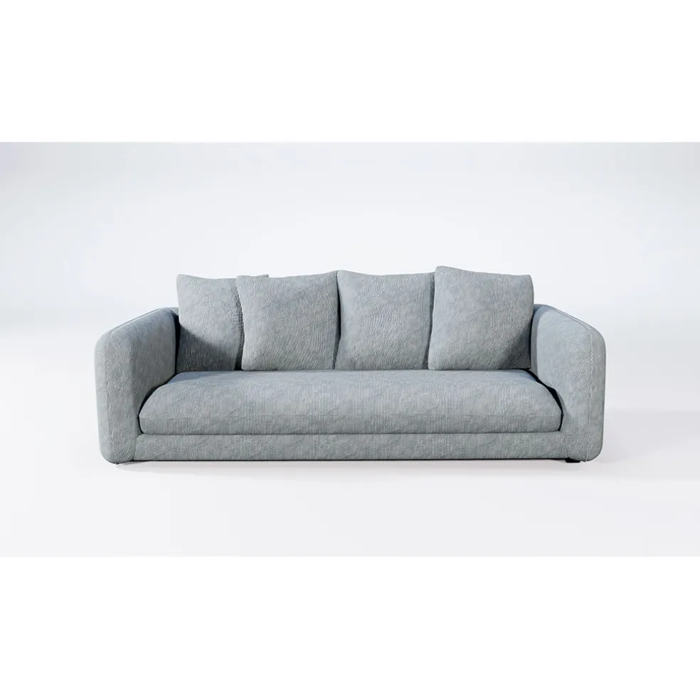 Canapé fixe 3 places Basile - Effet Velours Côtelé - Fjord Écru