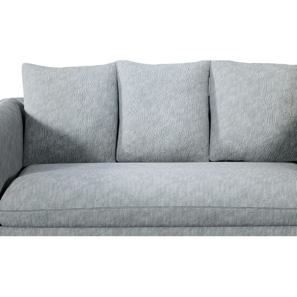 Canapé fixe 3 places Basile - Effet Velours Côtelé - Fjord Écru