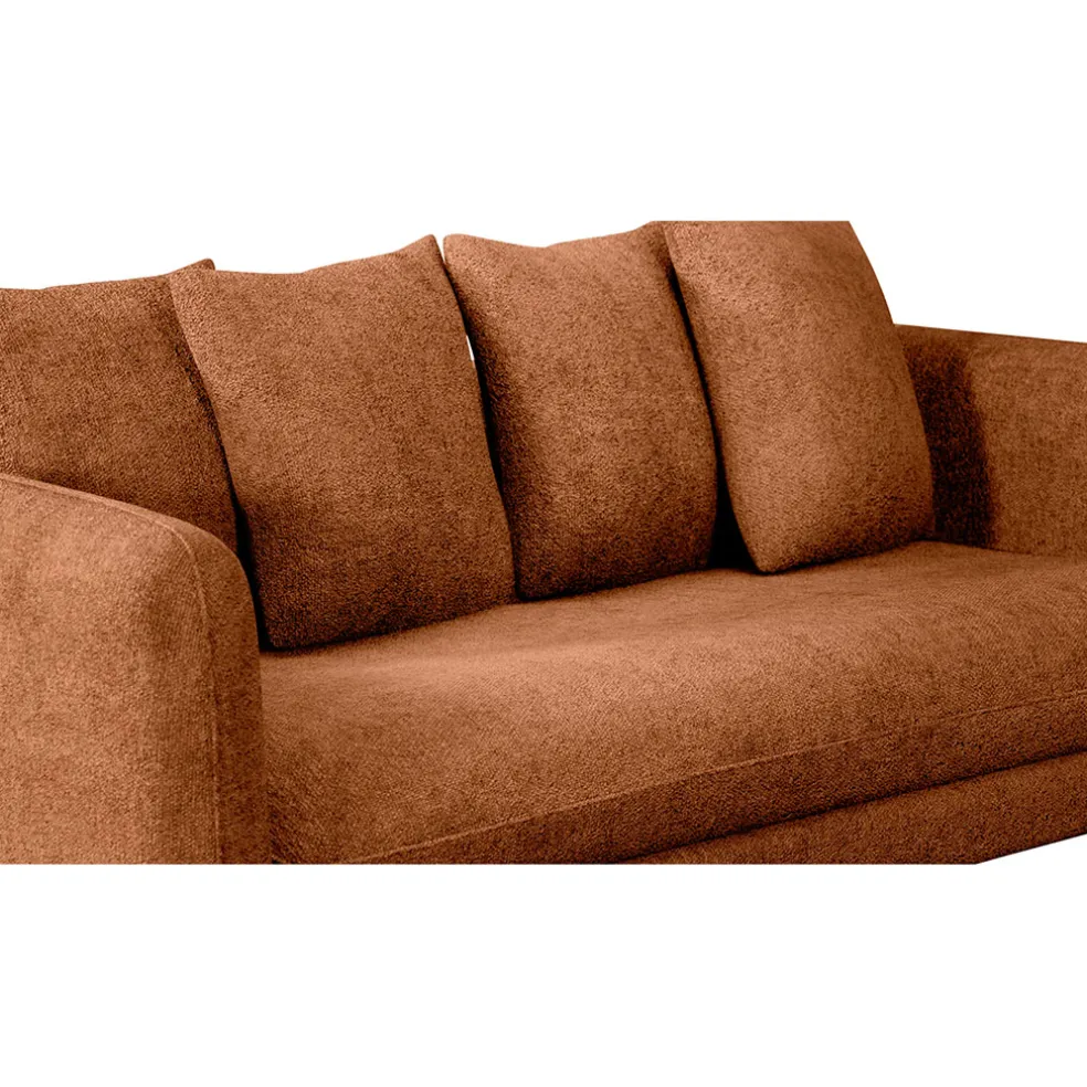 Canapé fixe 3 places Basile - Velours Texturé - Perfect Harmony Écureuil