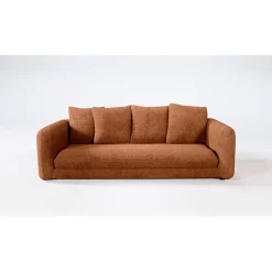 Canapé fixe 3 places Basile - Velours Texturé - Perfect Harmony Écureuil