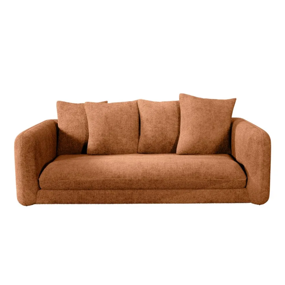 Canapé fixe 3 places Basile - Velours Texturé - Perfect Harmony Écureuil