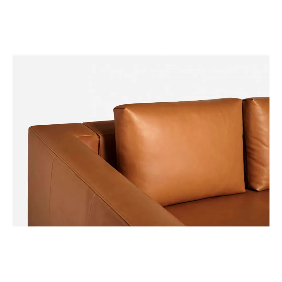 Canapé fixe 3 places en cuir vintage cognac - Montino