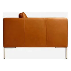 Canapé fixe 3 places en cuir vintage cognac - Montino