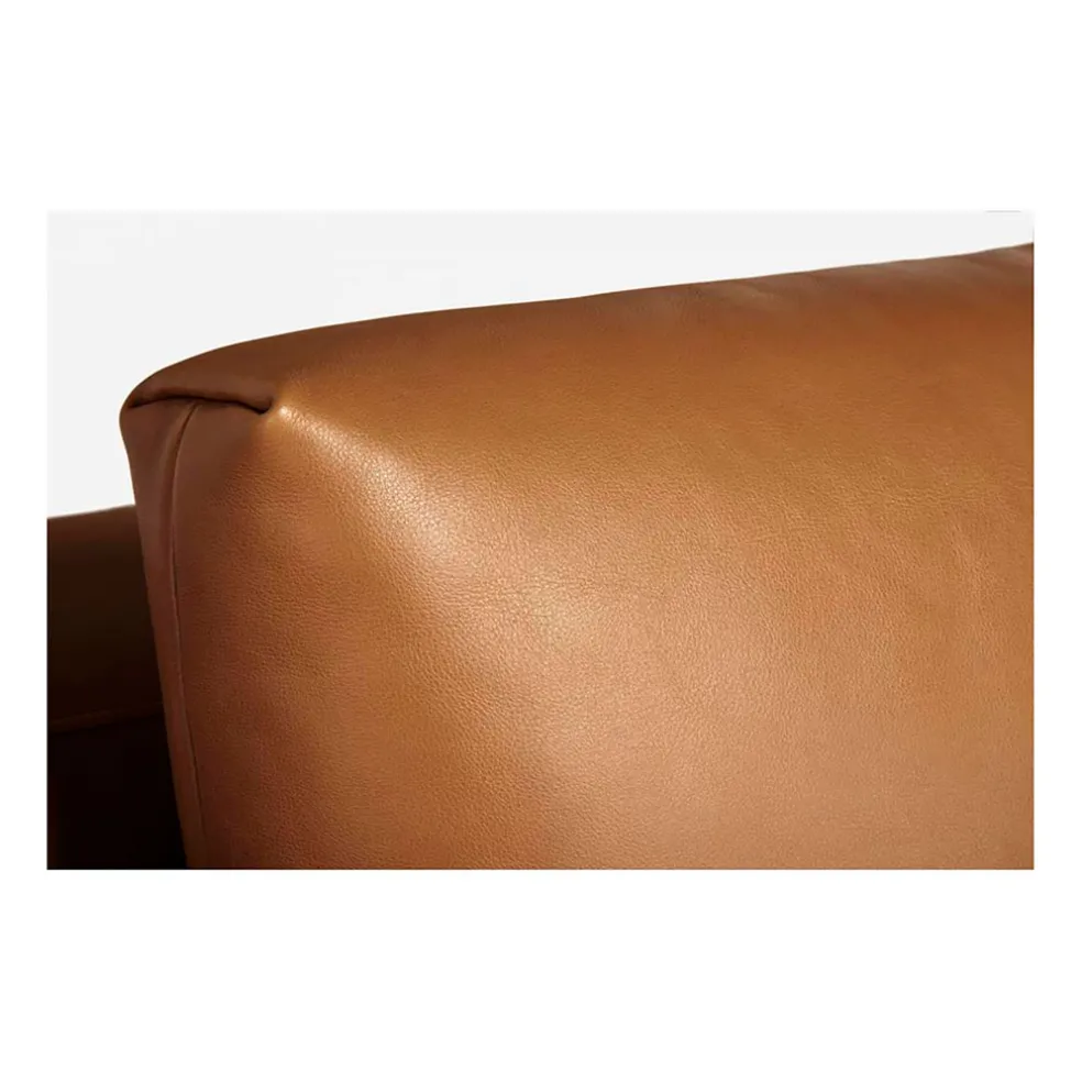 Canapé fixe 3 places en cuir vintage cognac - Montino