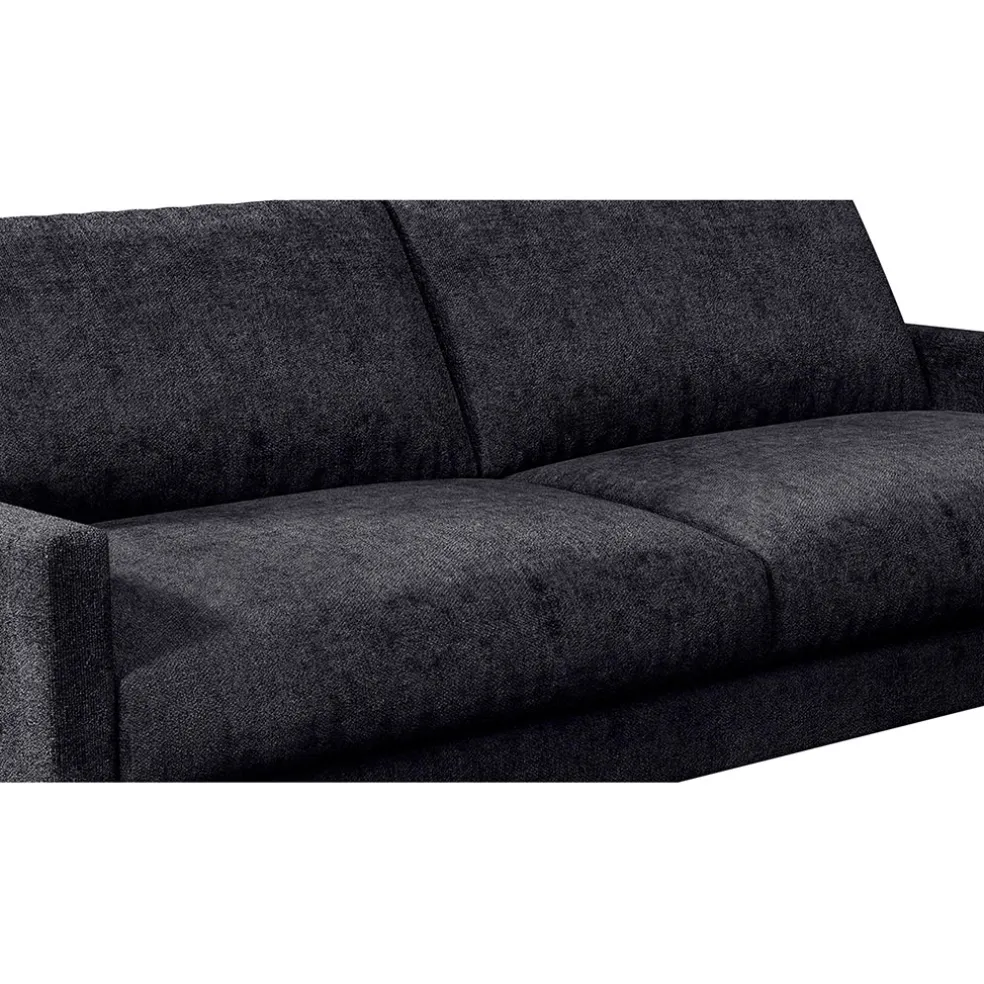 Canapé fixe 3 places Gaspard - Velours Texturé - Dany Bleu grisé