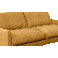 Canapé fixe 3 places Gaspard - Tissu Texturé - Crown Moutarde