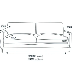 Canapé fixe 3 places Gaspard - Velours Vintage - Adore Anthracite