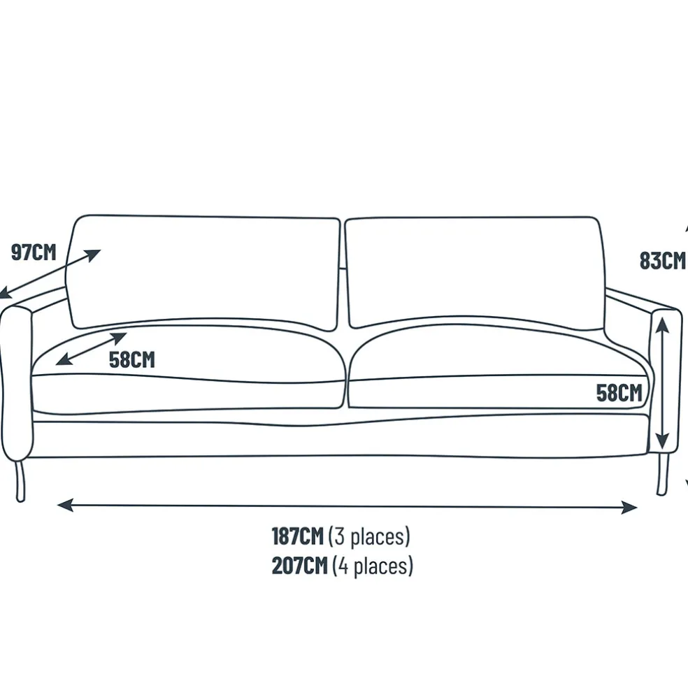 Canapé fixe 3 places Gaspard - Tissu - Enjoy Anthracite