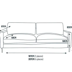 Canapé fixe 3 places Gaspard - Tissu - Enjoy Anthracite